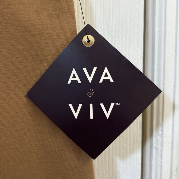 NWT Ava & Viv 3X Brown Bike Shorts Plus Size High Rise Stretch Lounge Soft - Picture 6 of 16